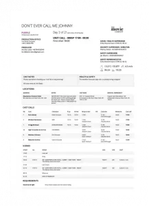Call sheets templates for print
