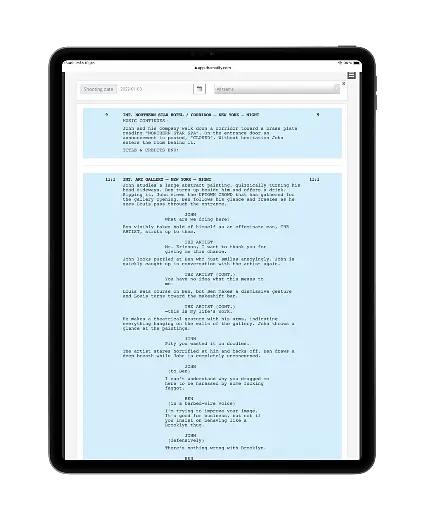 Automatic script sides for film, drama, TV, VR; documentaries 