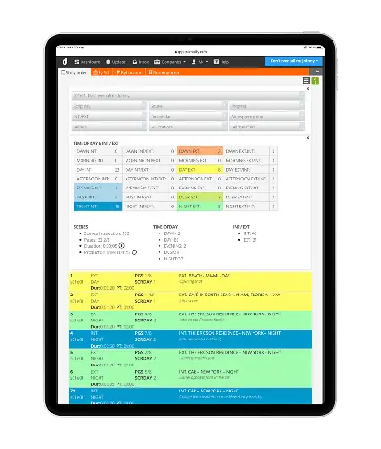 Story order stripboard script analysis for video, TV, film, drama, entertainment, commercials, VR and corporate video