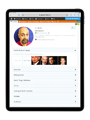 Character page for video, TV, VR, broadcasting, drama, film, entertainment, sports, music. documentaries, commercials, corporate video, social media video