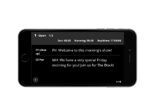 Rundowns with integrated cue cards - for smartphones