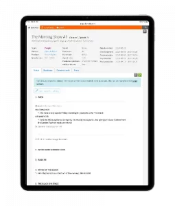 Rundowns for live and studio shows for entertainment, music, sports, current affairs, talkshows with distraction-free scriptwriter view