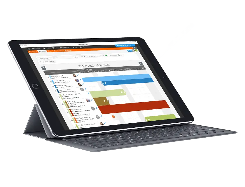 The production planner is a Gantt chart that helps schedule your video, TV or film production