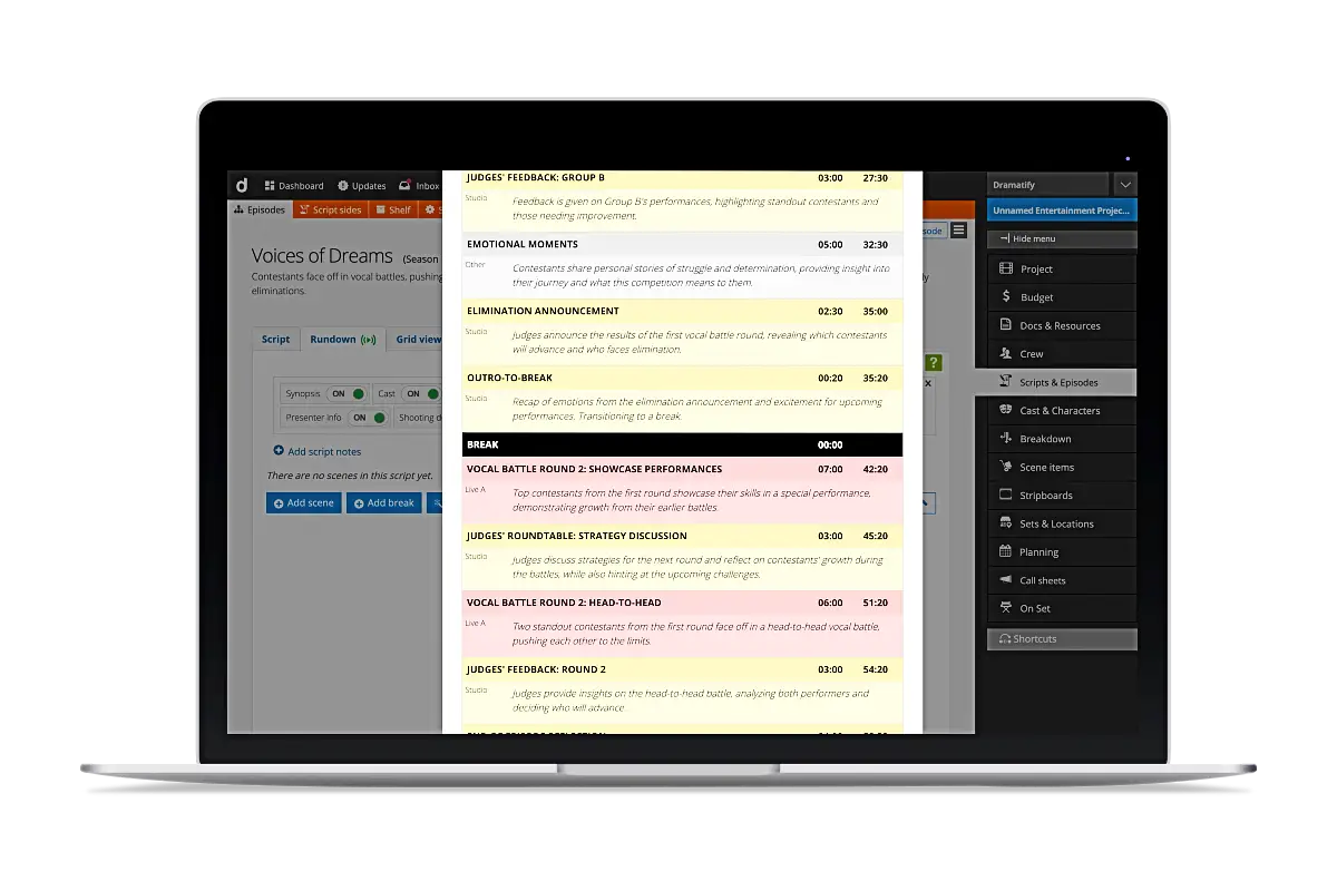 AI-powered rundown outlining