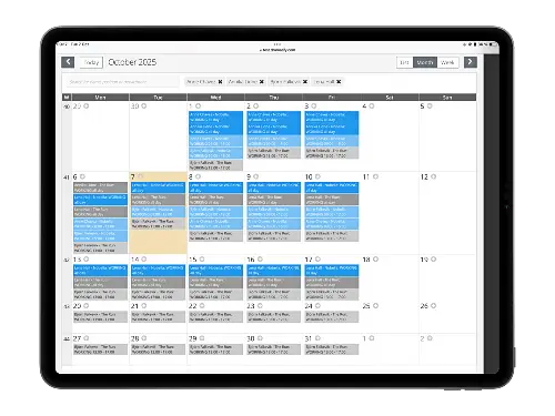 A Monthly View of the Production Resource Booking