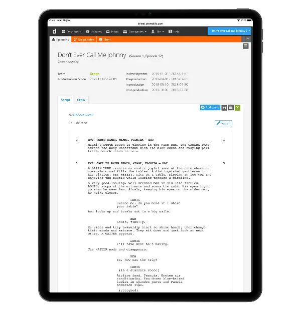 Screenplay management in Dramatify