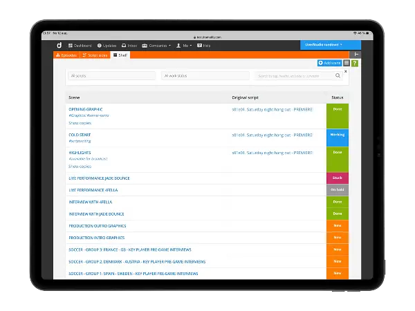 Story Shelf for creating, planning. managing & synching script content in large productions.