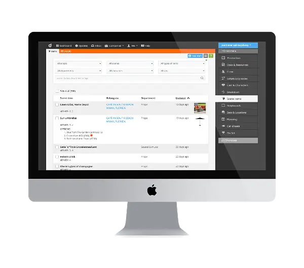 Online creative production platform with set and scenography management