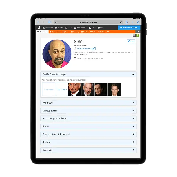Cast, Character & Casting management is part of Dramatify's content & creative production platform