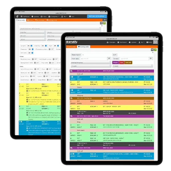 Read-only, customisable stripboard reports updated in real-time are part of Dramatify's online creative production platform.