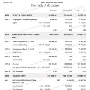 Dramatify offers watermarked budget prints in our broadcast production management solution.