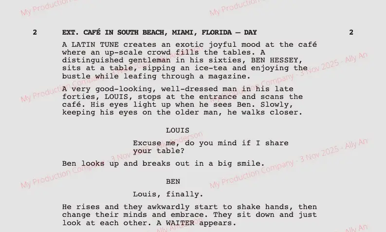 Add personal watermarks to your screenplays, scripts and script sides.