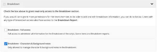 Set casting access to script breakdown