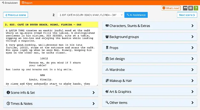 Navigating the breakdown sheet