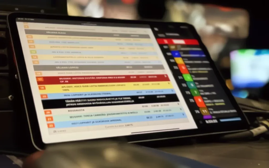 Dramatify's live entertainment rundowns and CuePilot's shot list vision mixer in live broadcast side by side. 