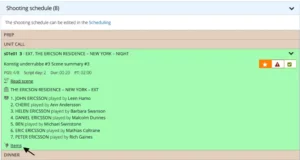 Scene items lists directly in digital call sheets