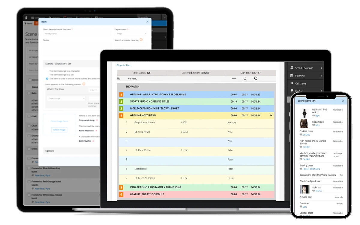 Three New Workflow Improvements for rundowns, scene items and call sheets requested by Production Teams